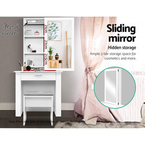 Artiss Dressing Table Mirror Stool Mirror Jewellery Cabinet Makeup Storage Desk - Furniture > Bedroom