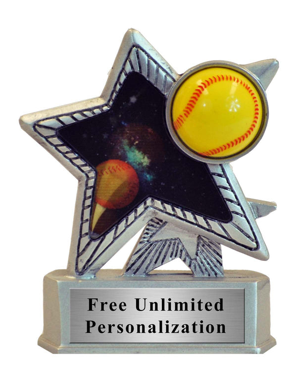 silver motion softball trophy