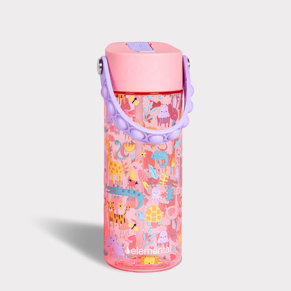 Elemental Iconic Kids Water Bottle with Straw Lid & Stress