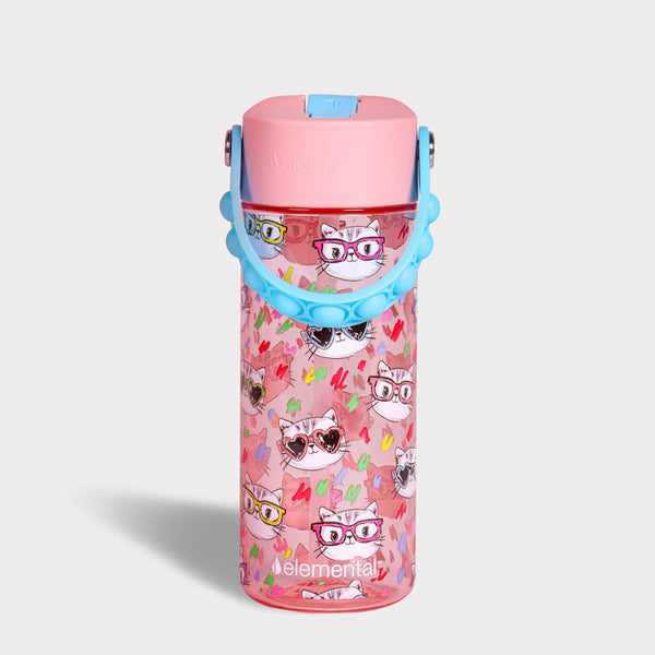 Elemental 18oz Stylish Cat Kids Splash Water Bottle for School