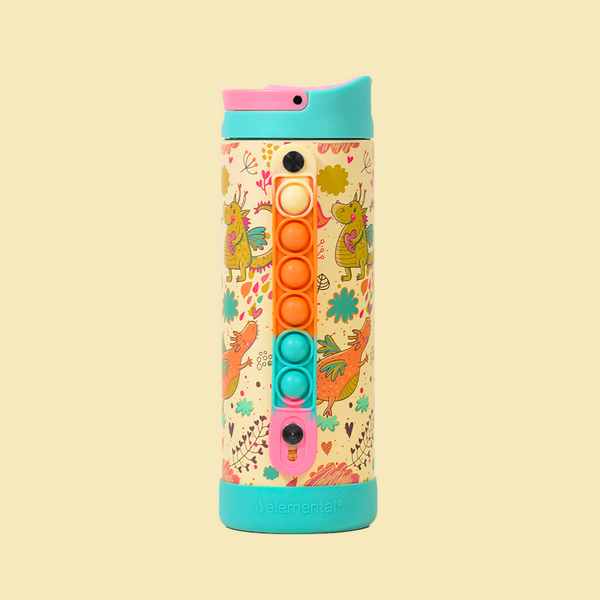 NWT - Ello 2pk Plastic Water Bottle with Pop! Fidget Charm Rainbow Unicorn  14oz 