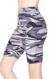 Buttery Soft Charcoal Camouflage Plus Size Biker Shorts - 3 Inch Waist Band