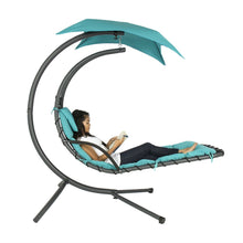 Load image into Gallery viewer, Teal Single Person Sturdy Modern Chaise Lounger Hammock Chair Porch Swing
