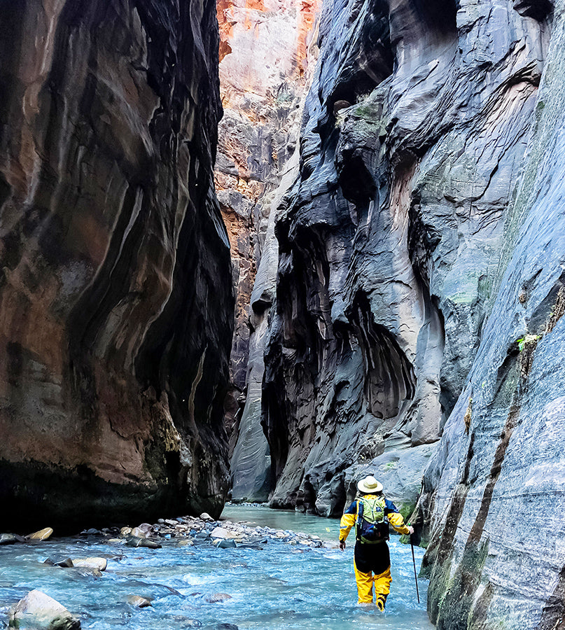 Backpacking Narrows Slot Canyon Hike Top Down Winter Zion National Park Bennett Fisher