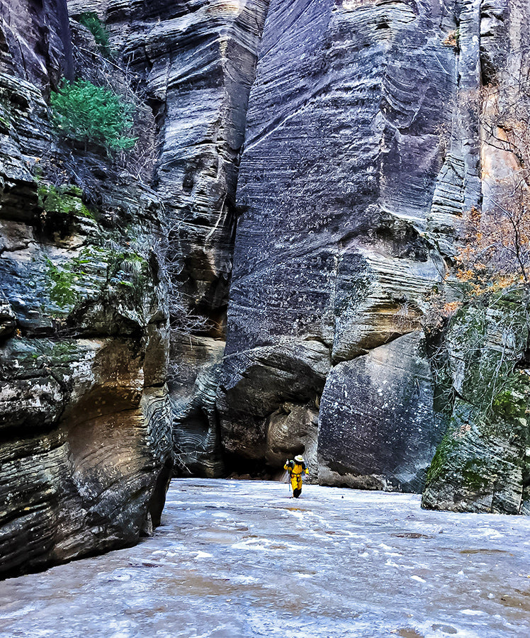 Backpacking Narrows Slot Canyon Hike Top Down Winter Zion National Park Bennett Fisher