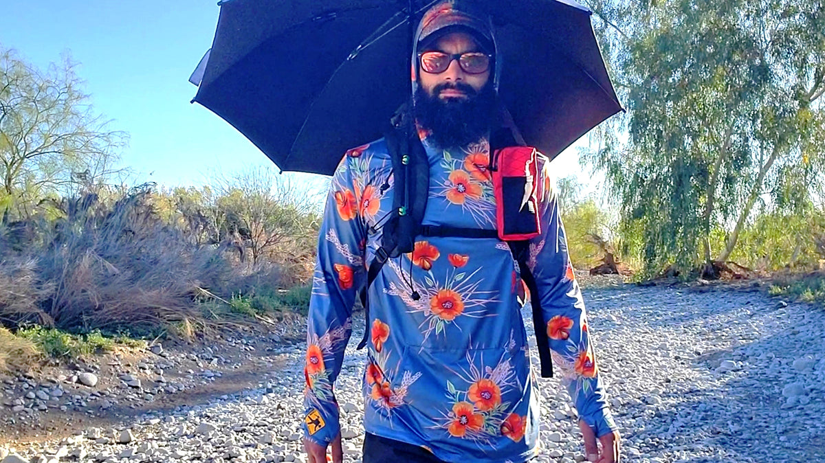 Hiking Backpack Umbrella Provides Handsfree Protection from Sun