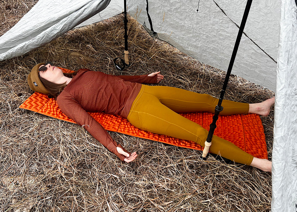 Corpse Pose Shavasana in your tent