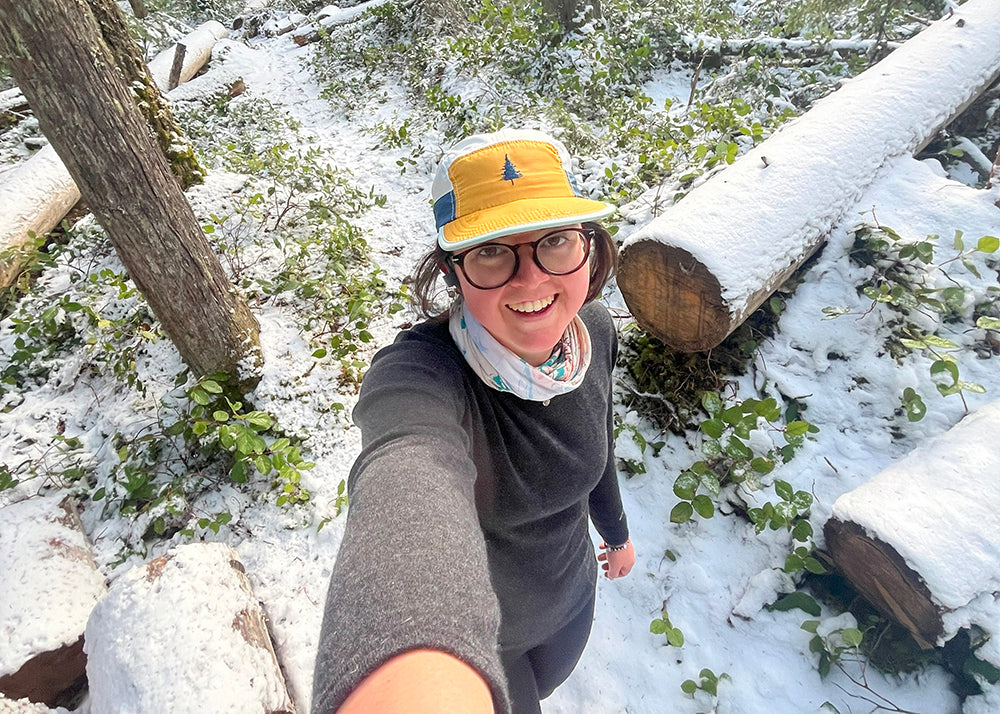 Abby Evans hiking alone in snow