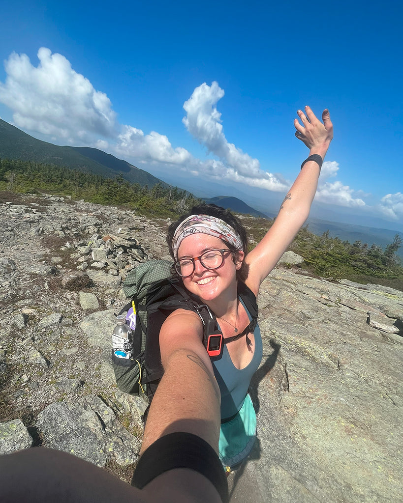 abby evans hiking alone selfie in mountains appalachian trail