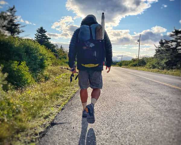 lil buddha walks away from the camera on a road in the sunshine