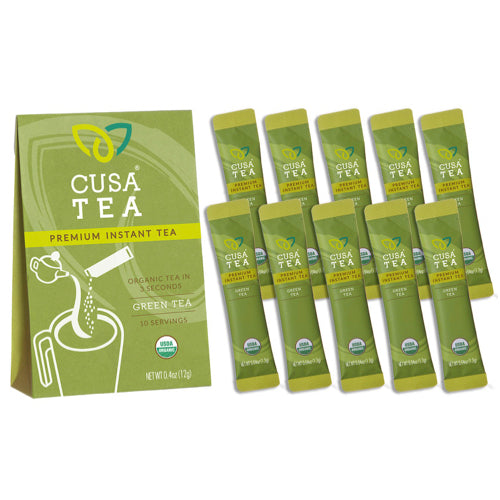 Cusa Tea & Coffee | Premium Instant Peach Black Tea with Real Fruit & Spices | Organic Leaves Drink Mix Packets | Hot or Iced Tea (10 Single Servings)