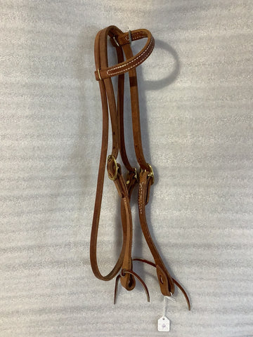 One Ear Headstall - Harness Leather with Throat latch 2 buckle