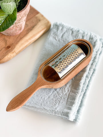 Standing Stainless Steel Grater with Wood Handle, Gold Finish – Salt &  Honey Market