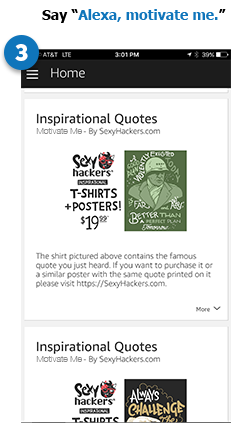 Step 3 - Say Alexa, inspire me.