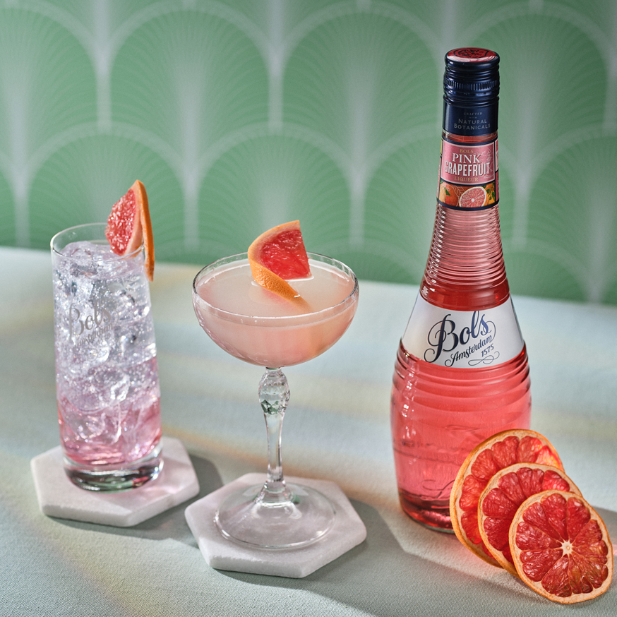 Bols Pink Grapefruit liqueur with Hemingway Daiquiri and Grapefruit Tonic