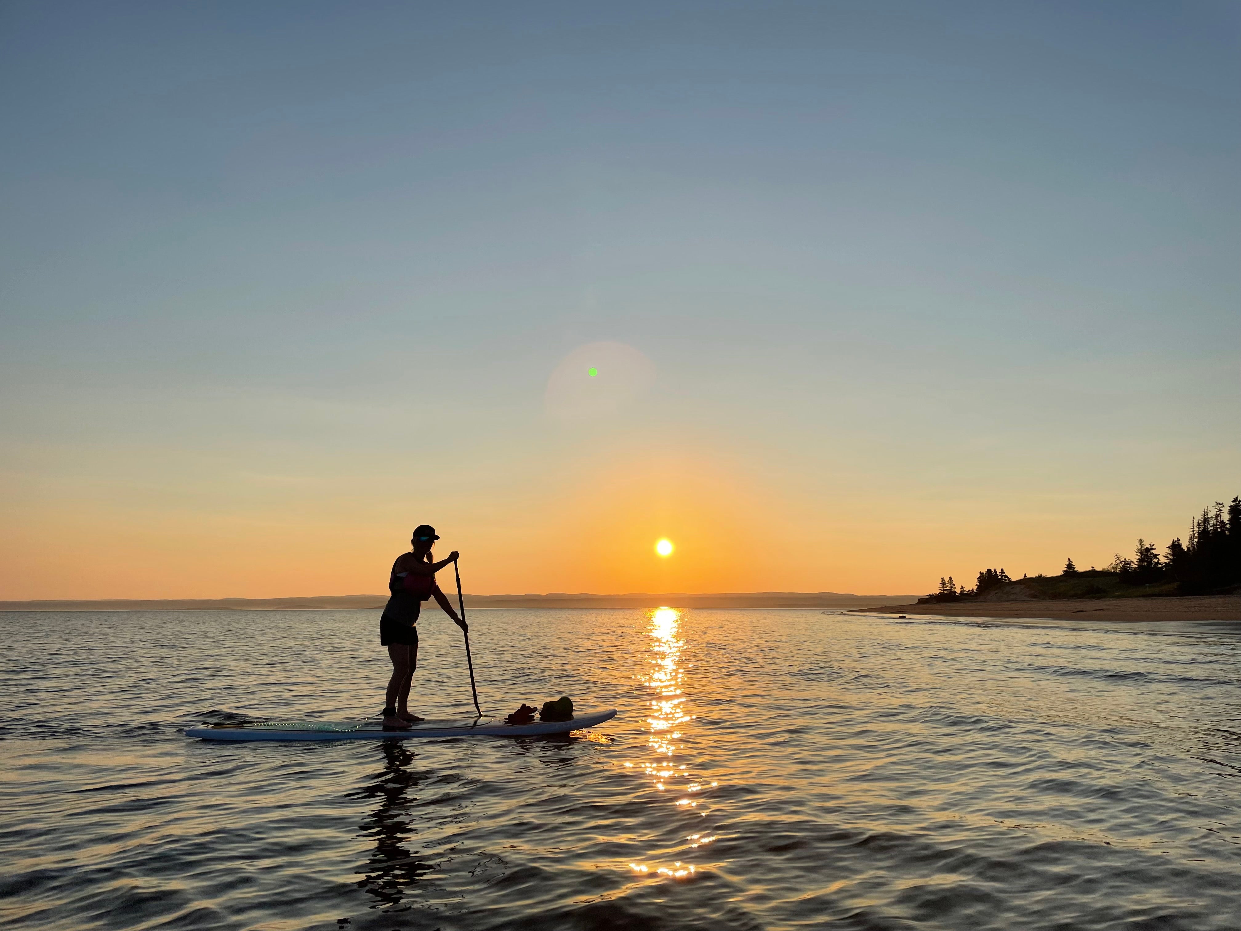 coucher soleil pointes aux outardes baie-comeau sup paddle board