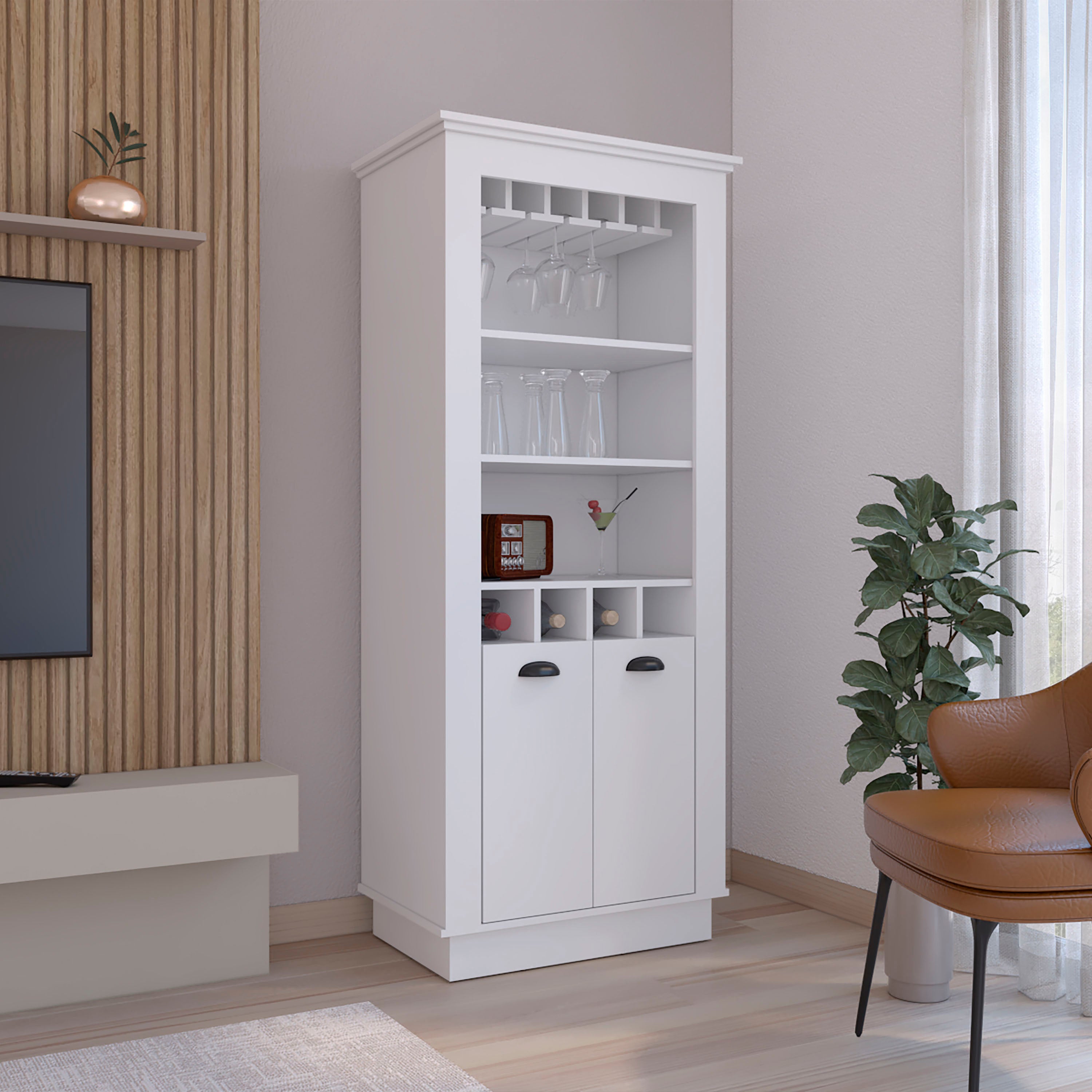 Gale Bar Cabinet Elegant Multi-Storage Unit with Built-in Bottle and Glass Racks