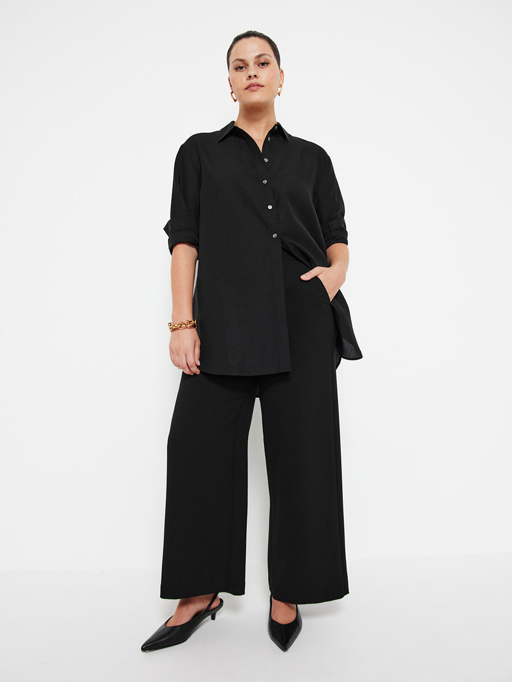 The Draped Leg Crepe Trouser