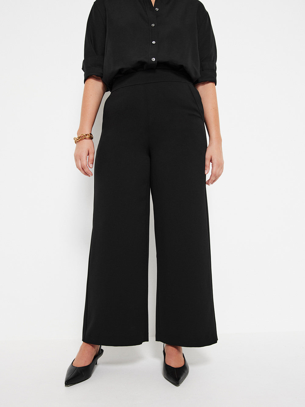 The Draped Leg Crepe Trouser