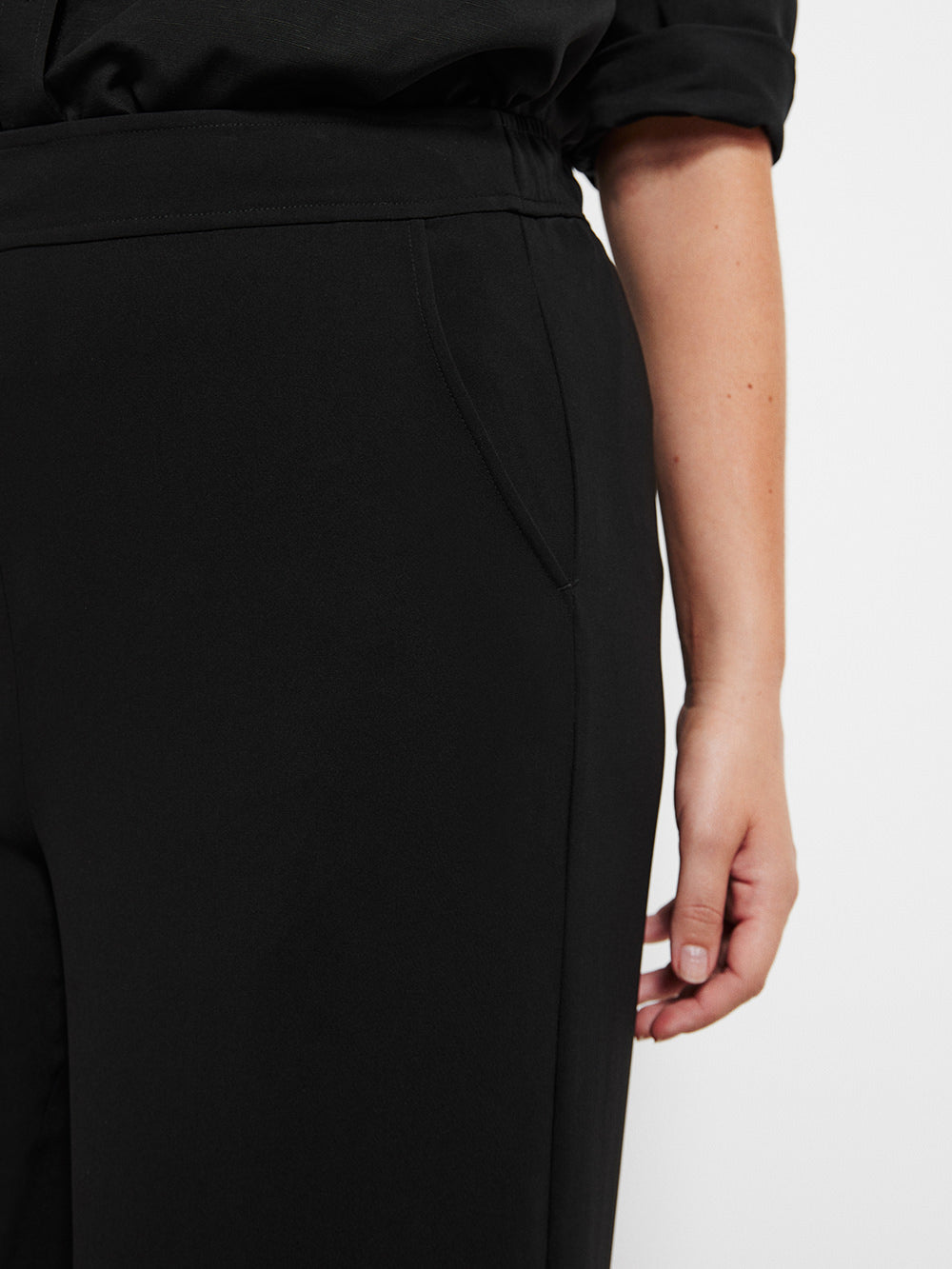 The Draped Leg Crepe Trouser