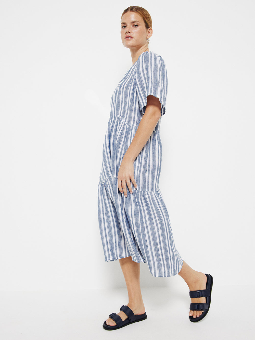 The Linen Flutter Sleeve Dress