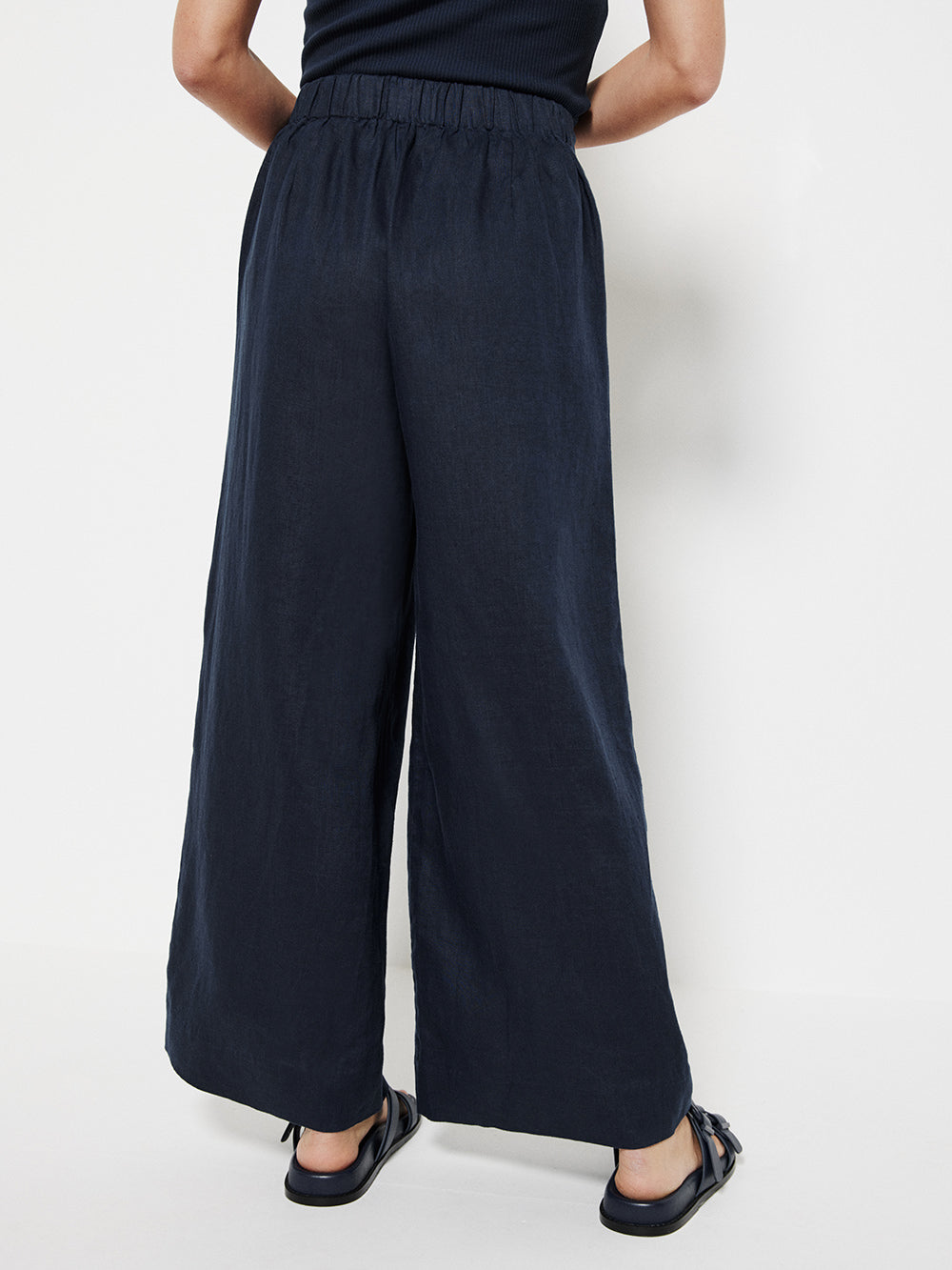 Horizon Linen Cropped Trousers (Mercury Blue)