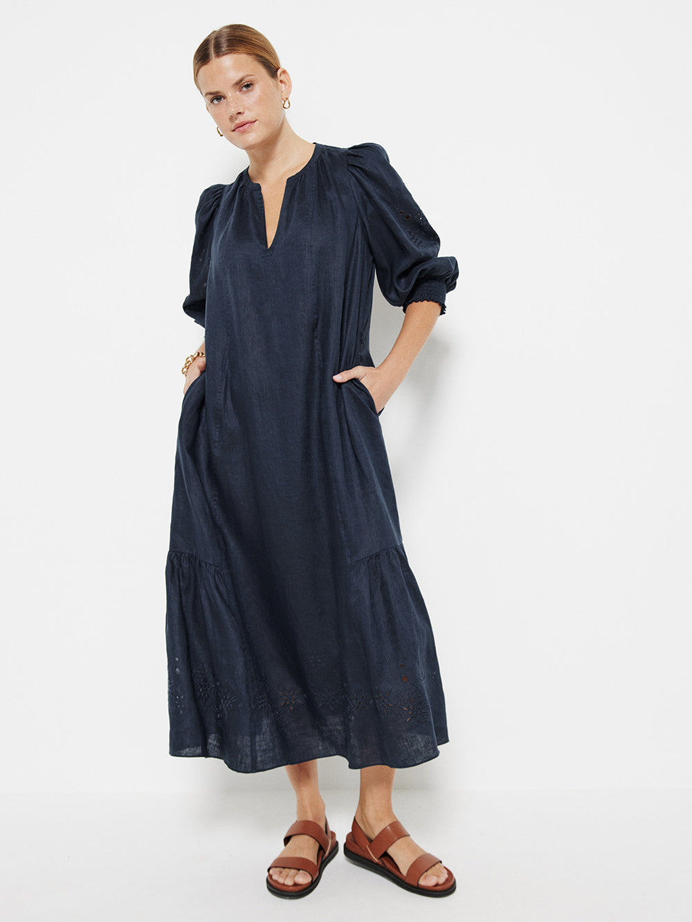 The Broderie Linen Dress