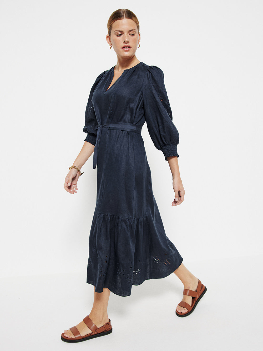 The Broderie Linen Dress