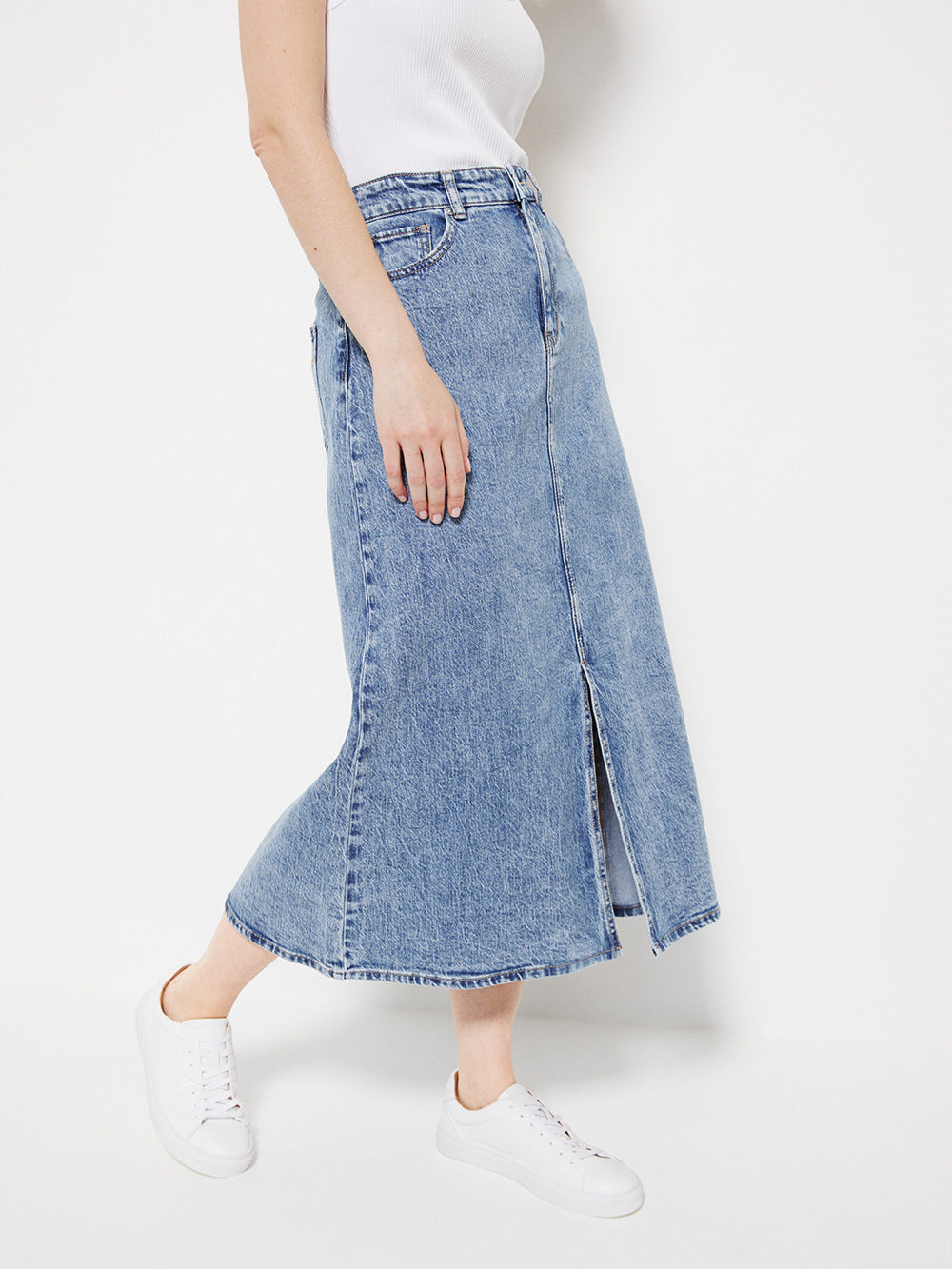 The A-Line Midi Denim Skirt