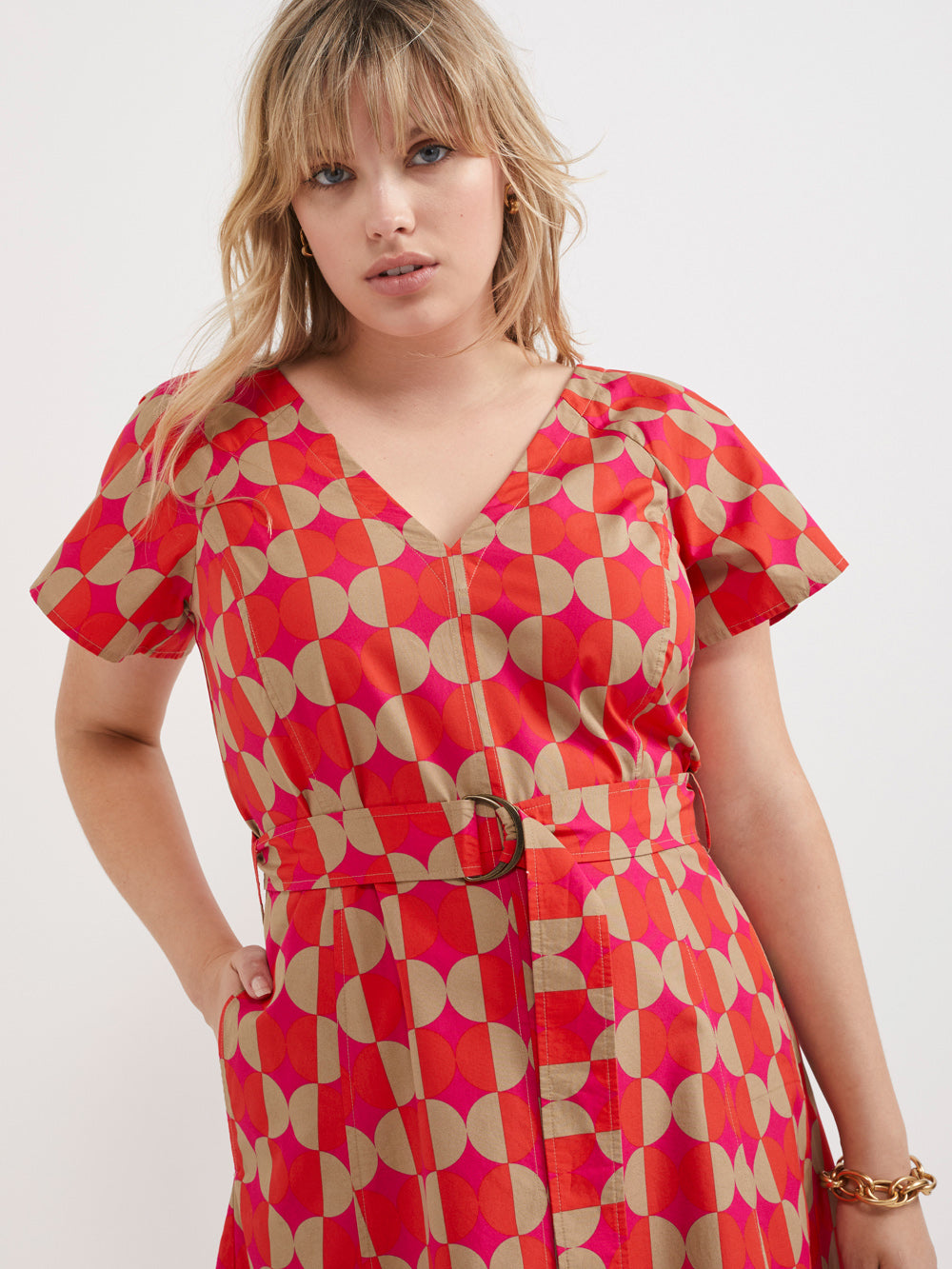 The Print Poplin Wrap Back Dress