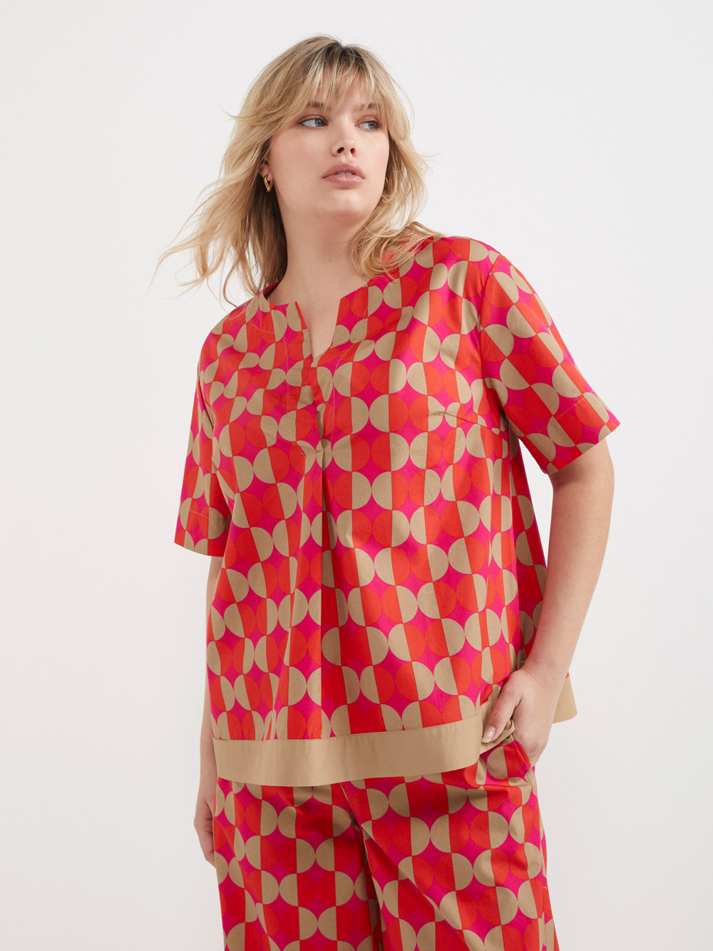 The Border Print Poplin Top