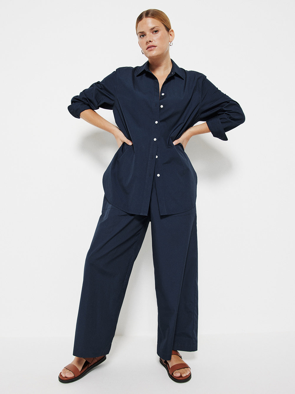 The Cotton Poplin Wide Leg Pant