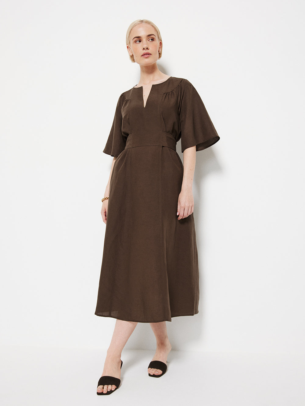 The Linen Flutter Sleeve Dress