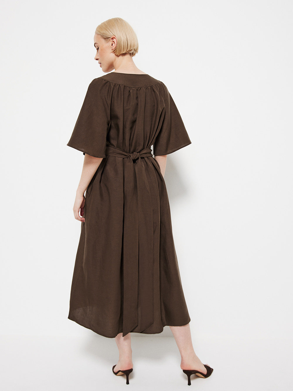 The Linen Flutter Sleeve Dress