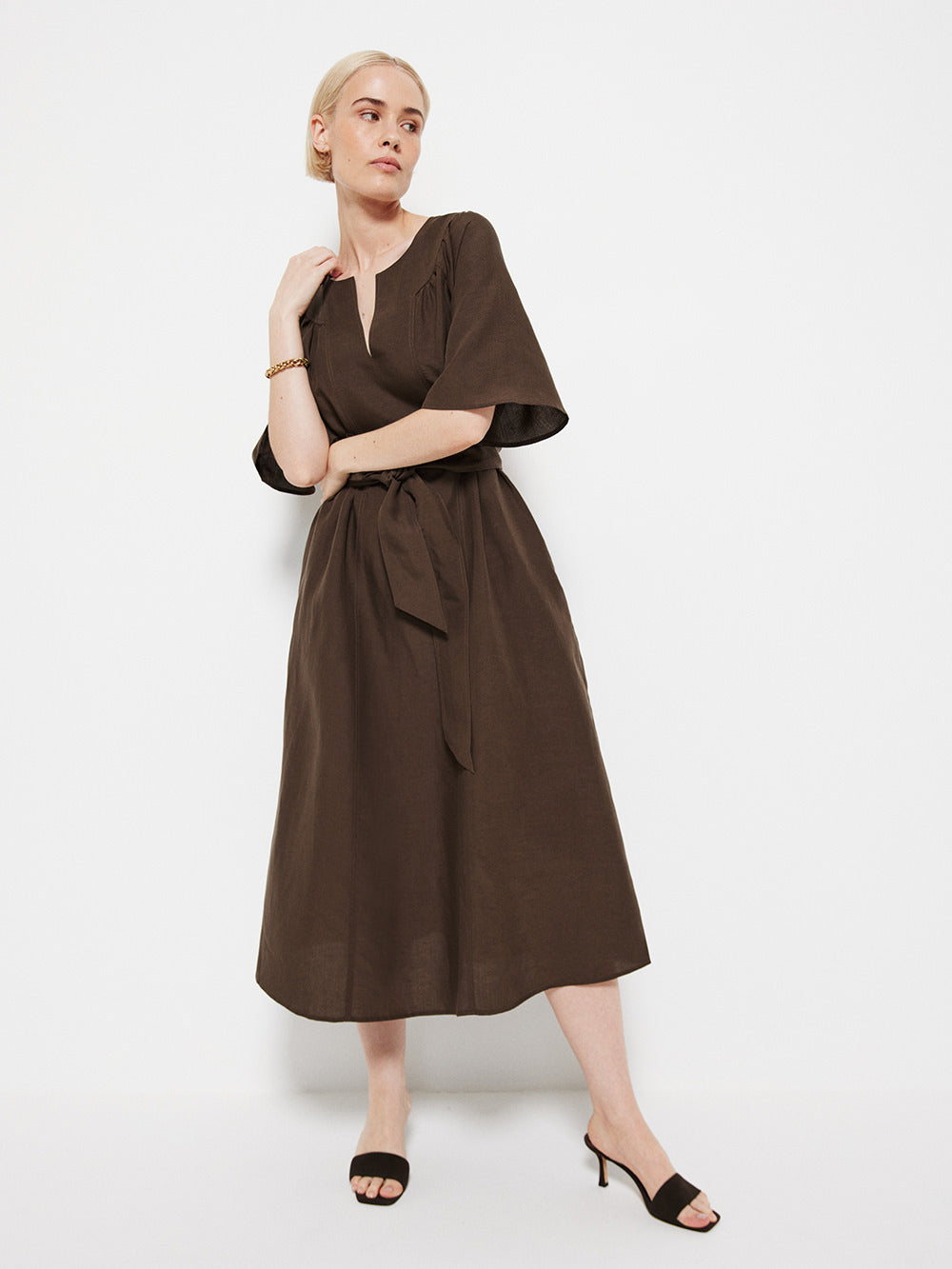 The Linen Flutter Sleeve Dress