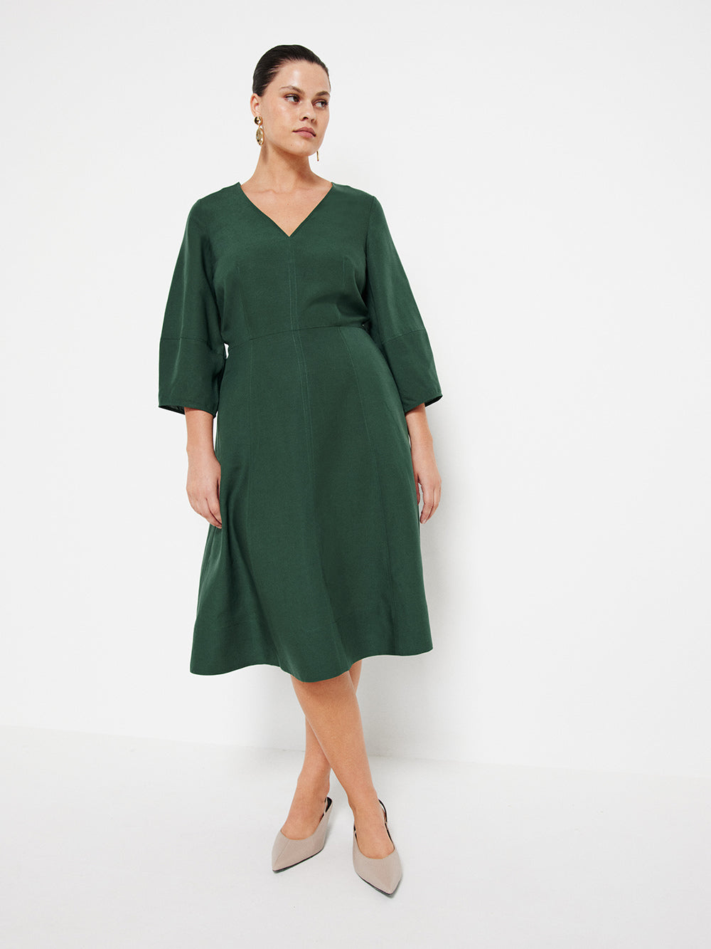 The Linen Blend Statement Sleeve Dress