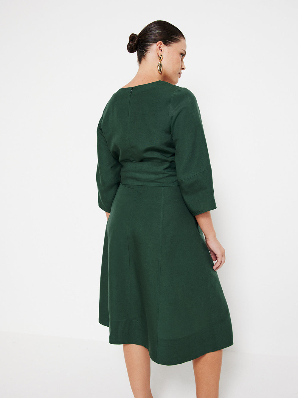 The Linen Blend Statement Sleeve Dress