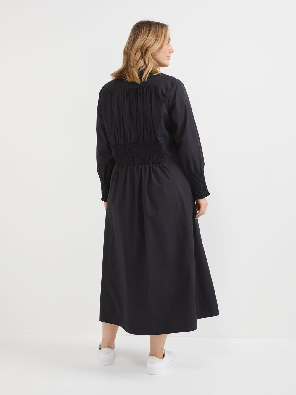 The Cotton Poplin Shirred Sleeve Dress