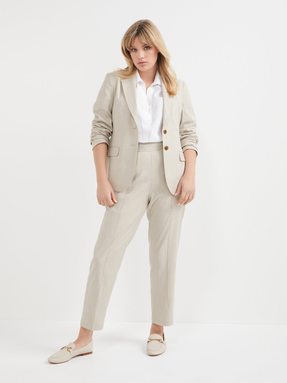 The Stretch Linen Flat Front Trouser