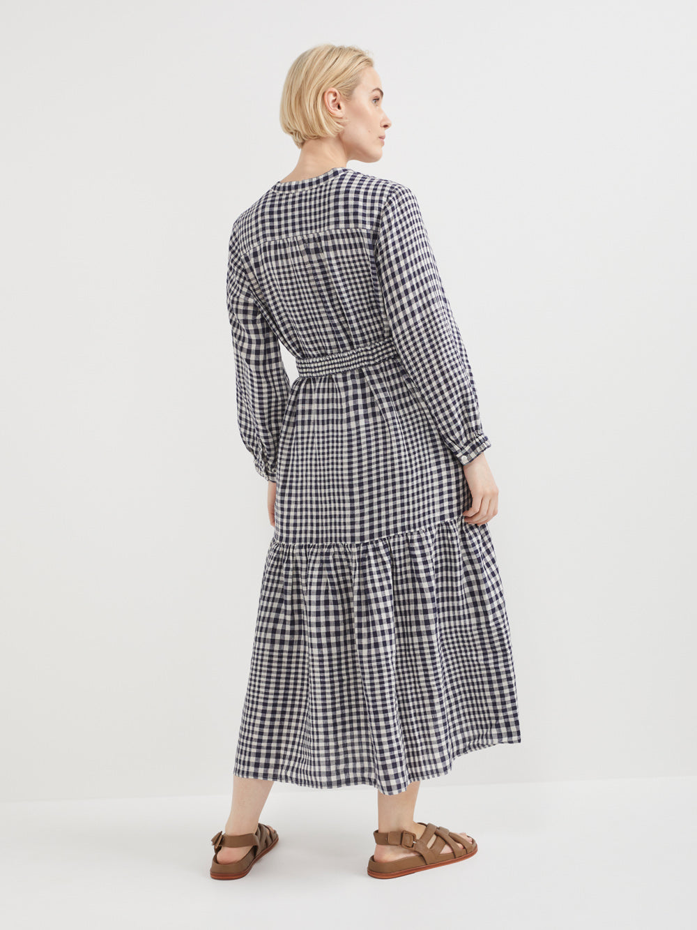 The Linen Gingham Midi Dress