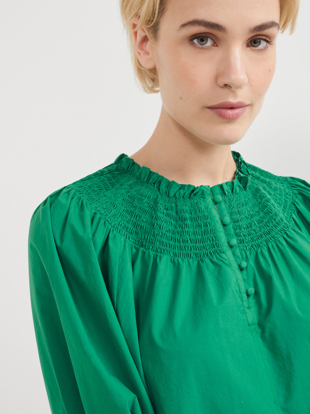 The Cotton Voile Shirred Detail Top