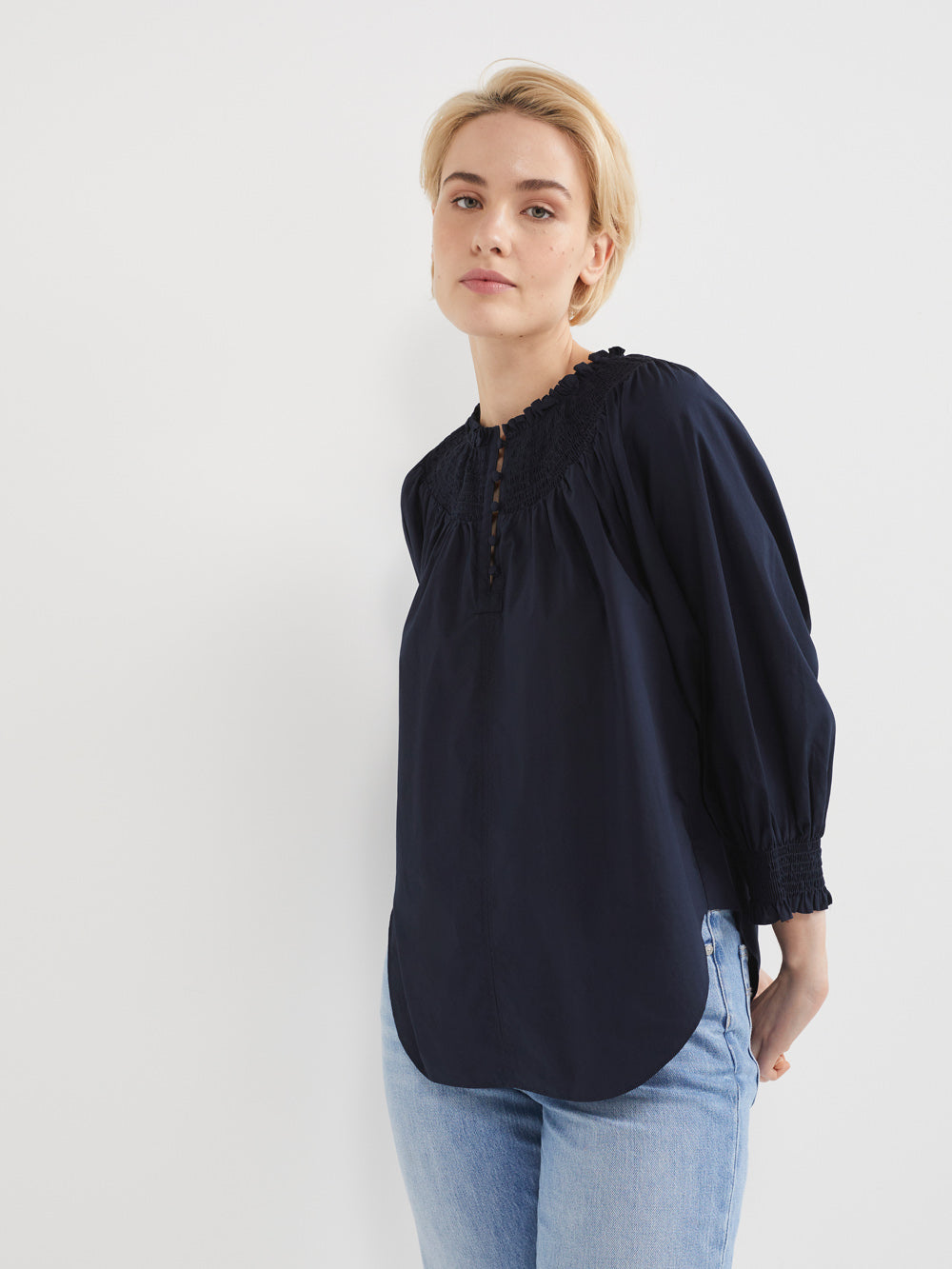 The Cotton Voile Shirred Detail Top | Commonry