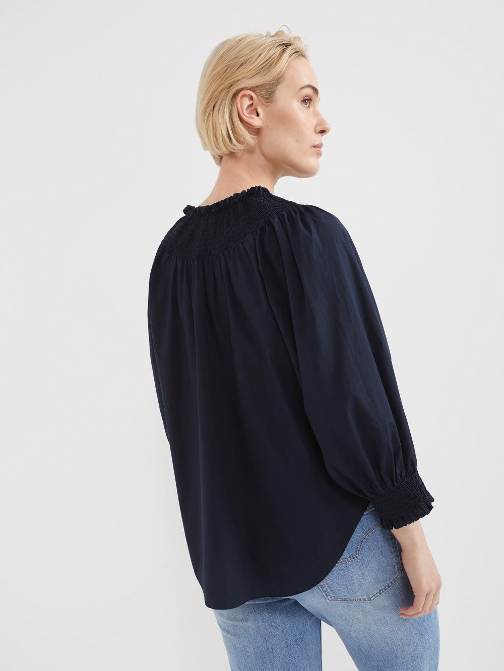 The Cotton Voile Shirred Detail Top
