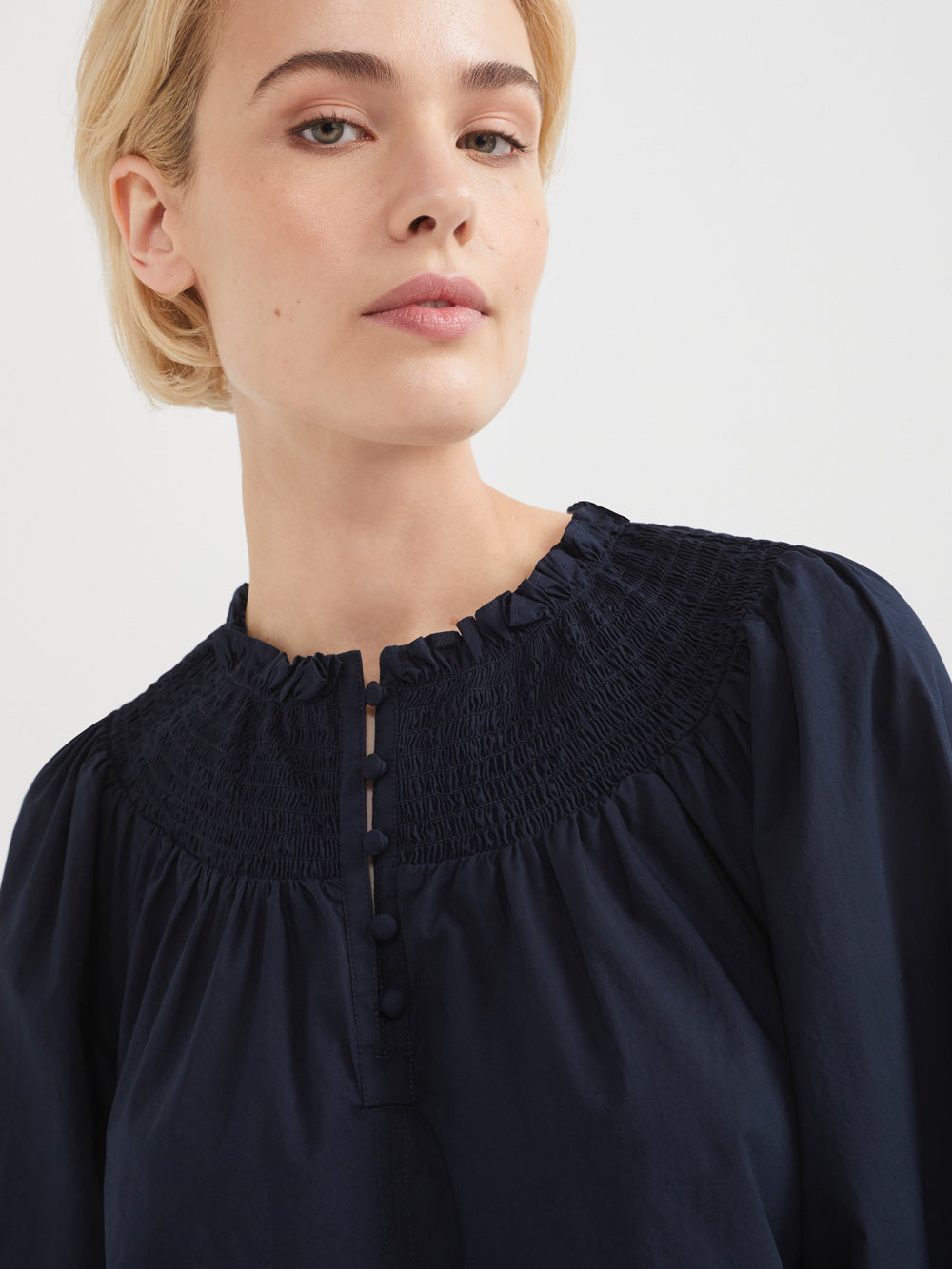 The Cotton Voile Shirred Detail Top