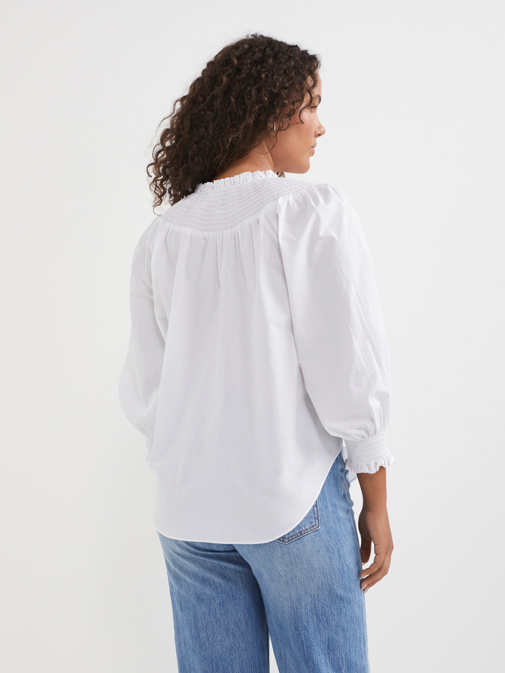 The Cotton Voile Shirred Detail Top