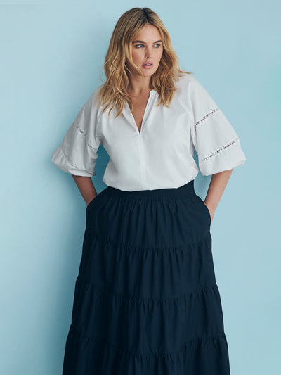 Sophie technical tiered maxi skirt - navy – Styling You The Label