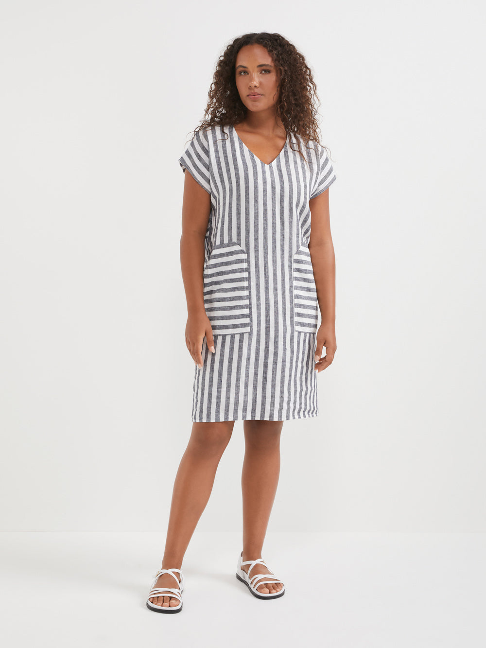 The Washed Linen Stripe Dress