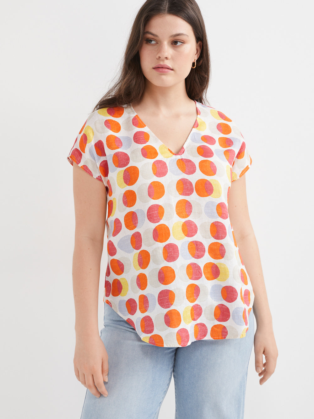 The Linen V-Neck Print Top