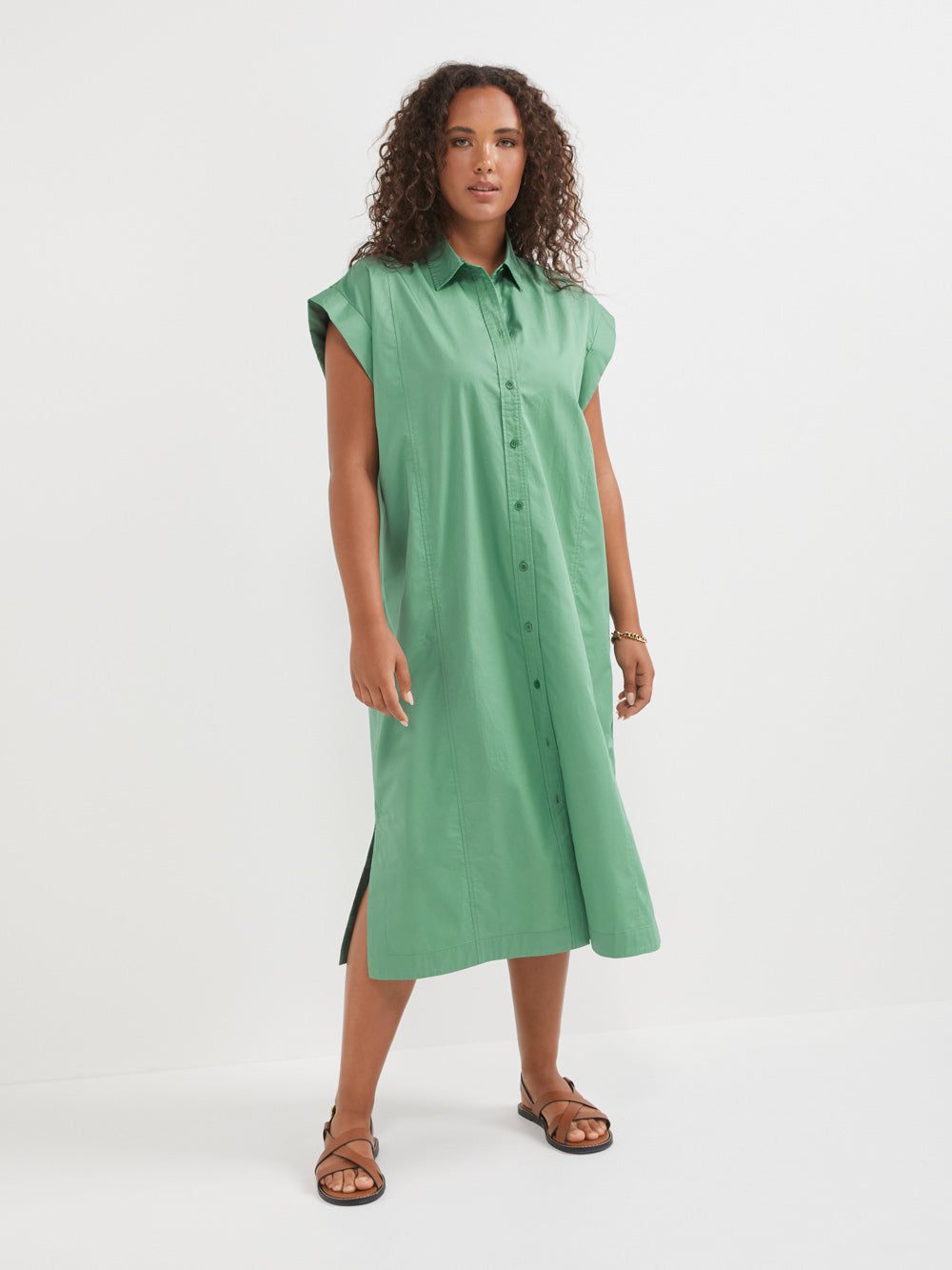 The Cotton Sateen Shirt Dress