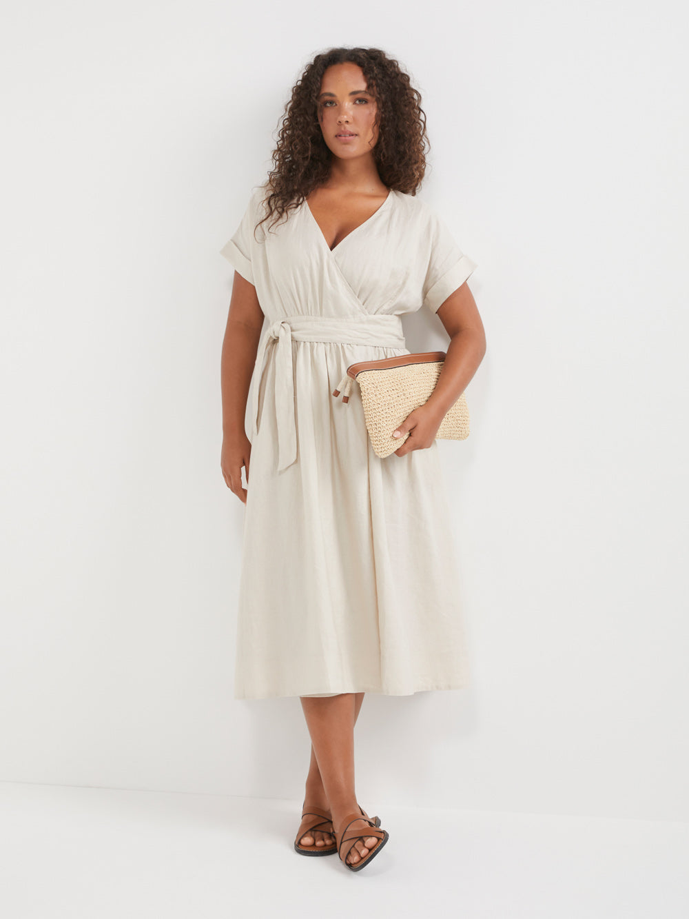 Linen Kaftan Dress in Natural